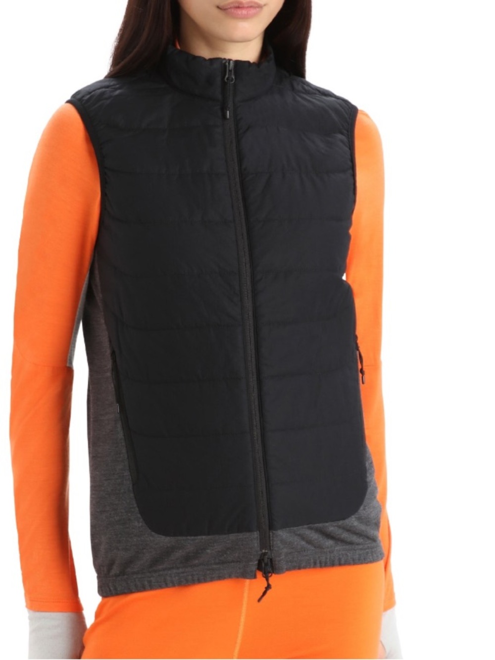 Icebreaker merinoLoft Black Quilted Vest with Gray Side Panels size M